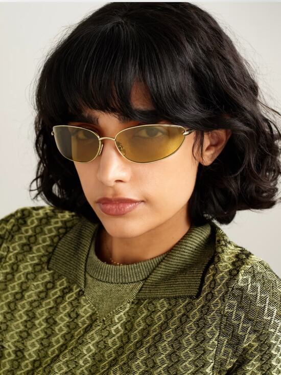 New Loewe LW40164U 32E Gold Metal Frame Sunglasses with Amber Lenses, Authentic main image 9